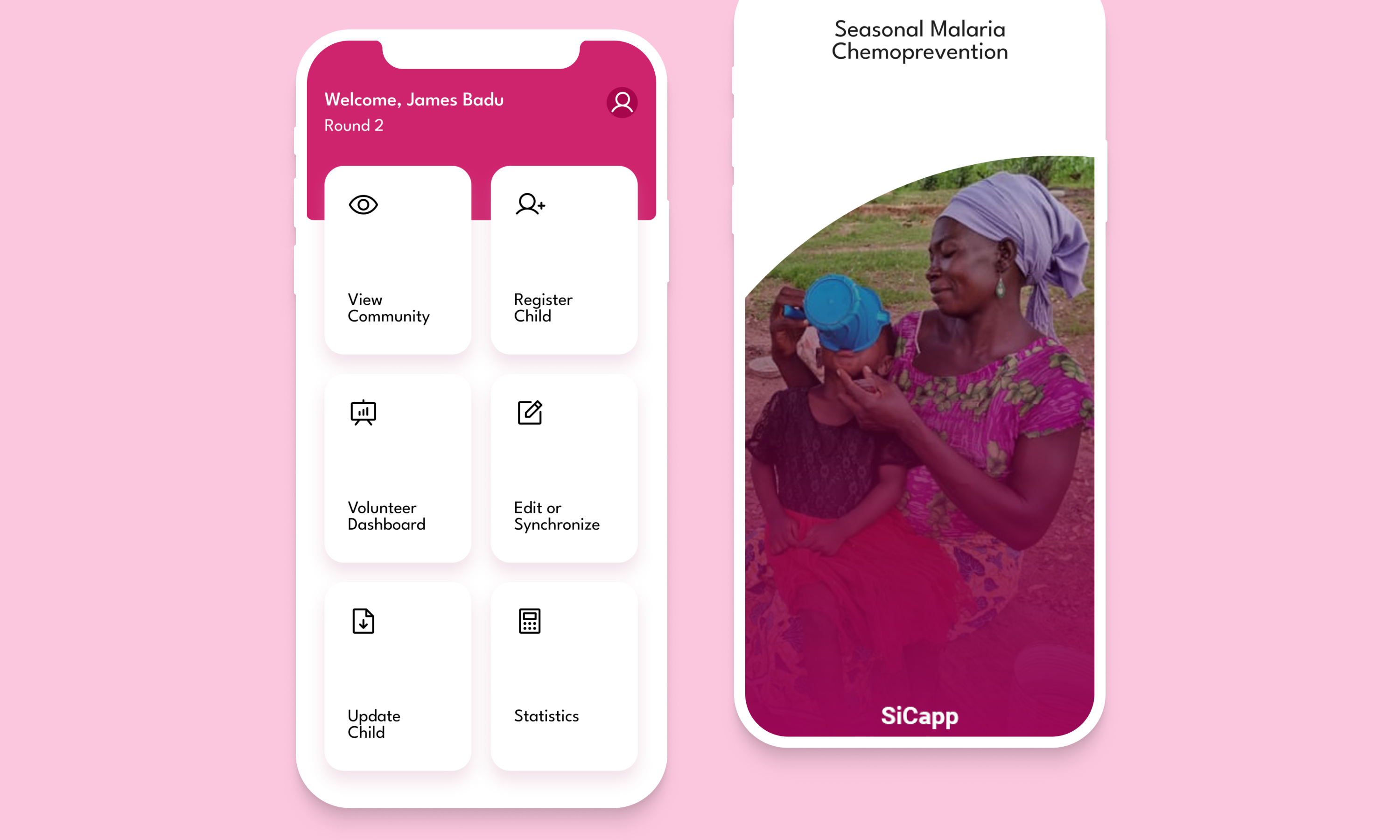 Sicapp mobile app home screen