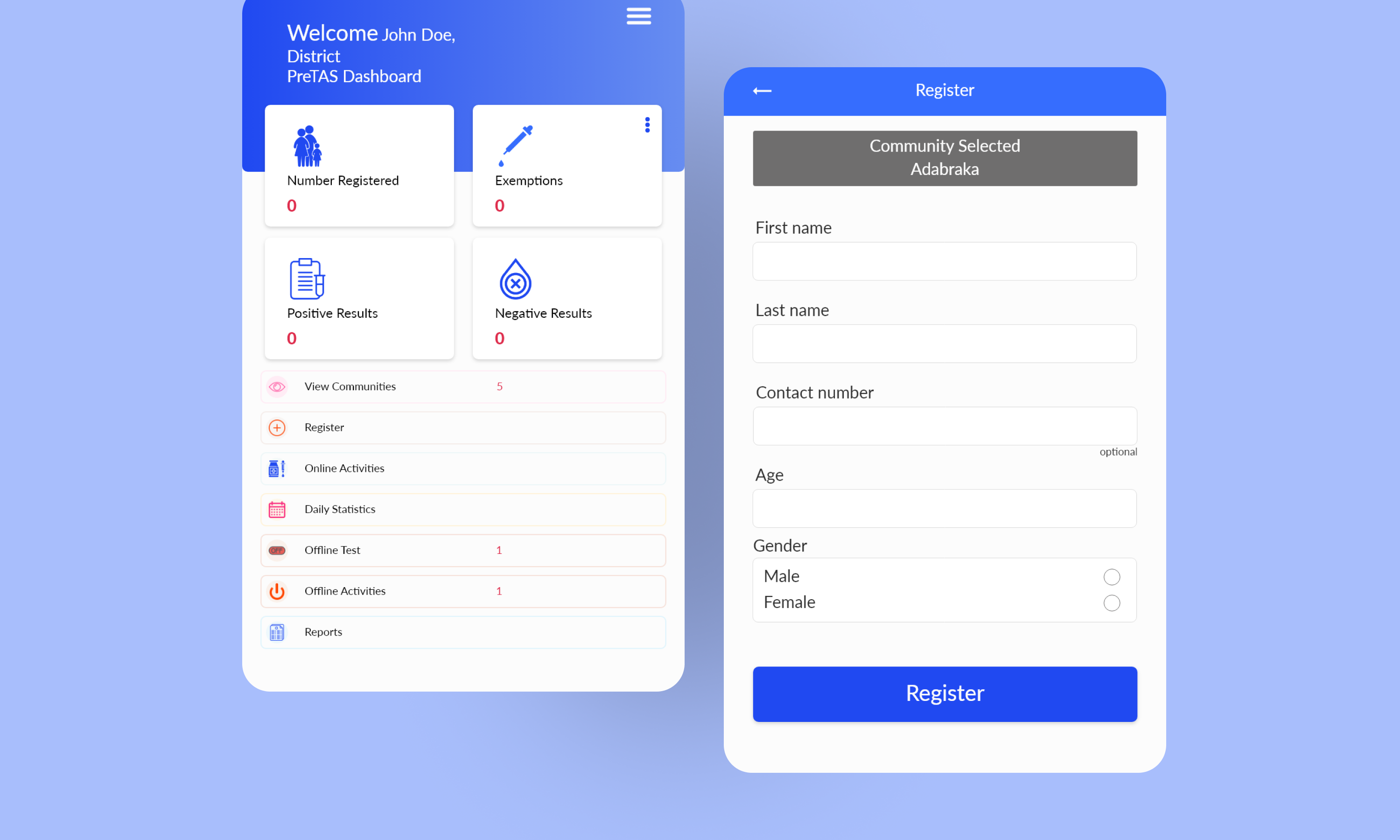 Lymph app mobile app home screen