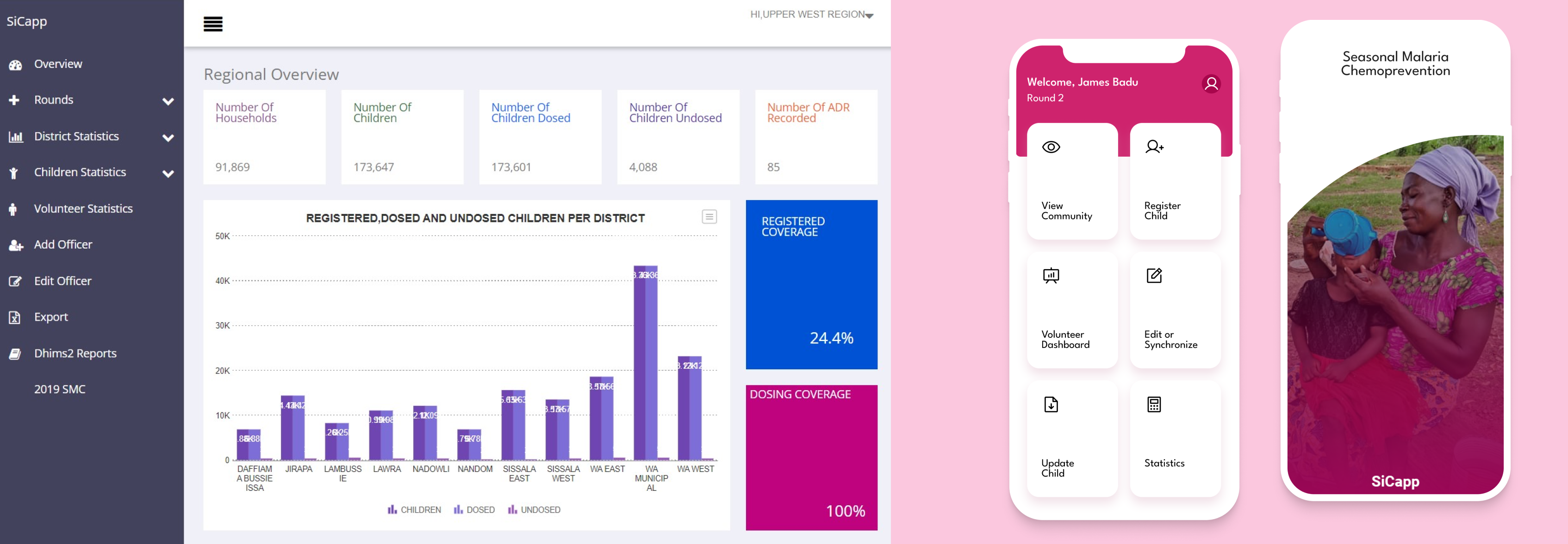 Sicapp mobile app home screen
