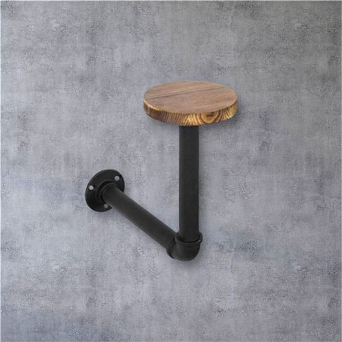 Industrial pipe and acacia wall mount hat stand