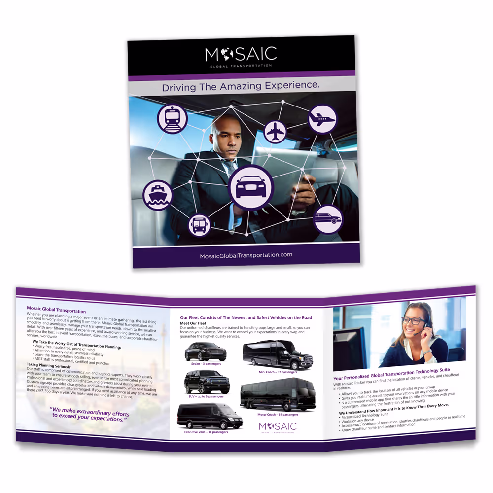 Brochure showcasing product and service offerings.