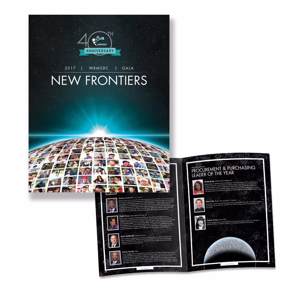 Pamphlet showcasing gala event information.