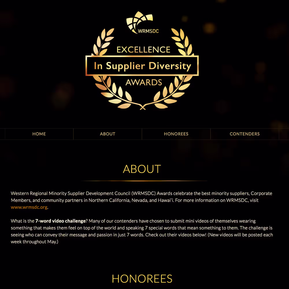 Excellence In Supplier Diversity Awards webpage.