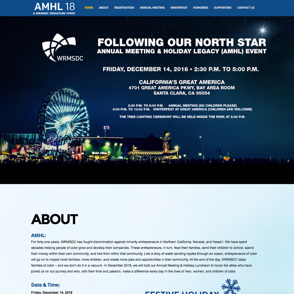 Landing page design for the website.