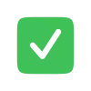 Green square checkbox icon with a black checkmark.
