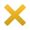 Golden yellow cross or multiplication symbol on white background.