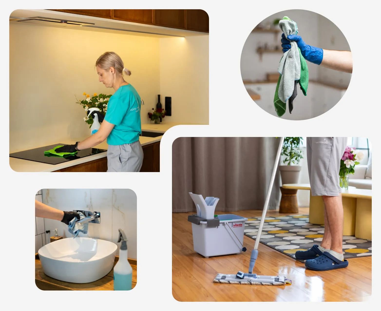 Клінінг у Чернівцях: прибирання кухні, ванної кімнати та вітальні від #ЧИСТОКАЙФ, з професійним інвентарем.