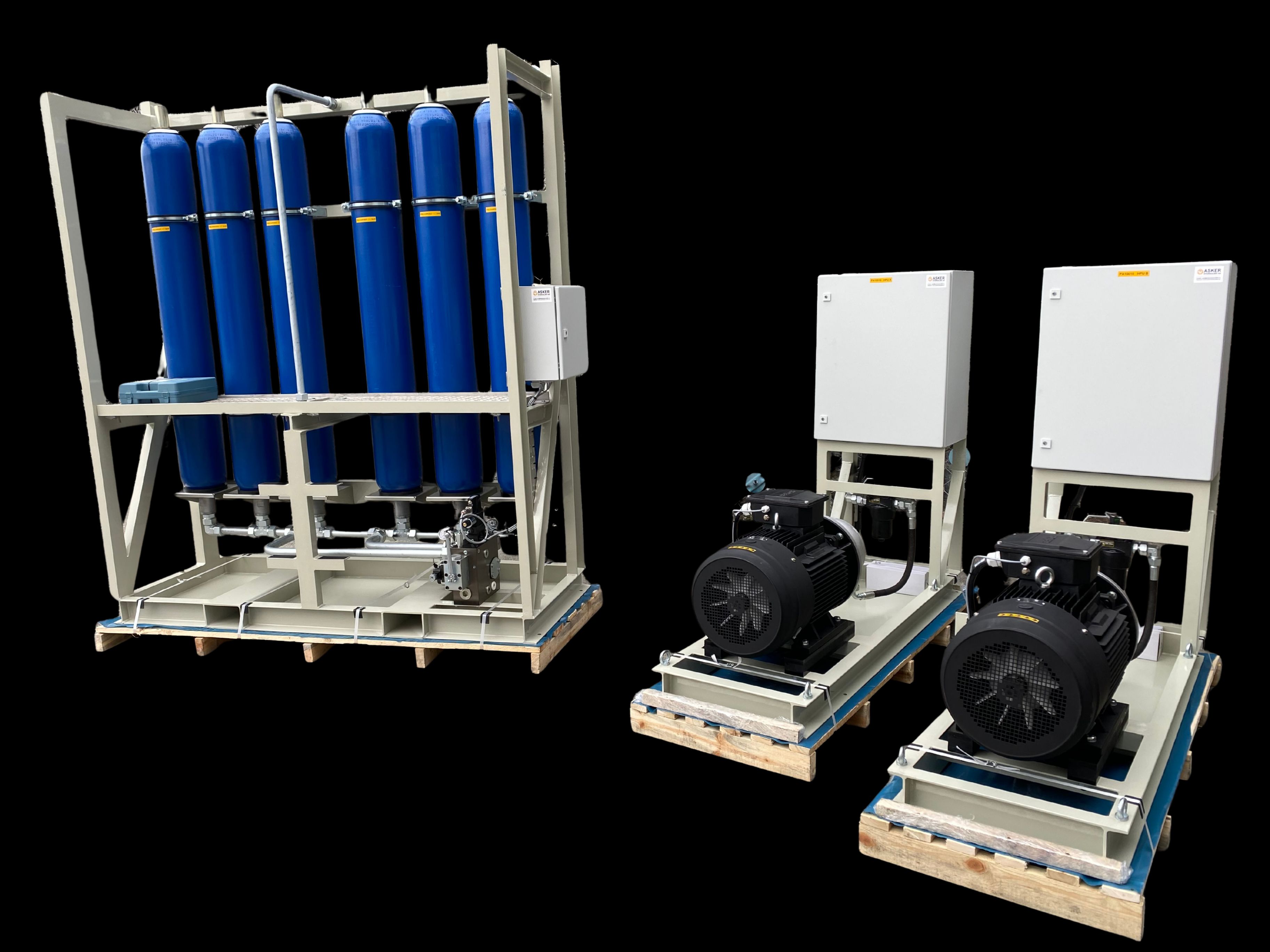 Hydraulikkaggregat med elektrisk styreskap for hydraulikksystem i industri