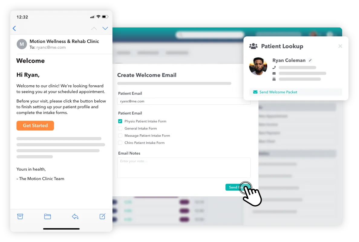 email a clinic welcome packet to new patients