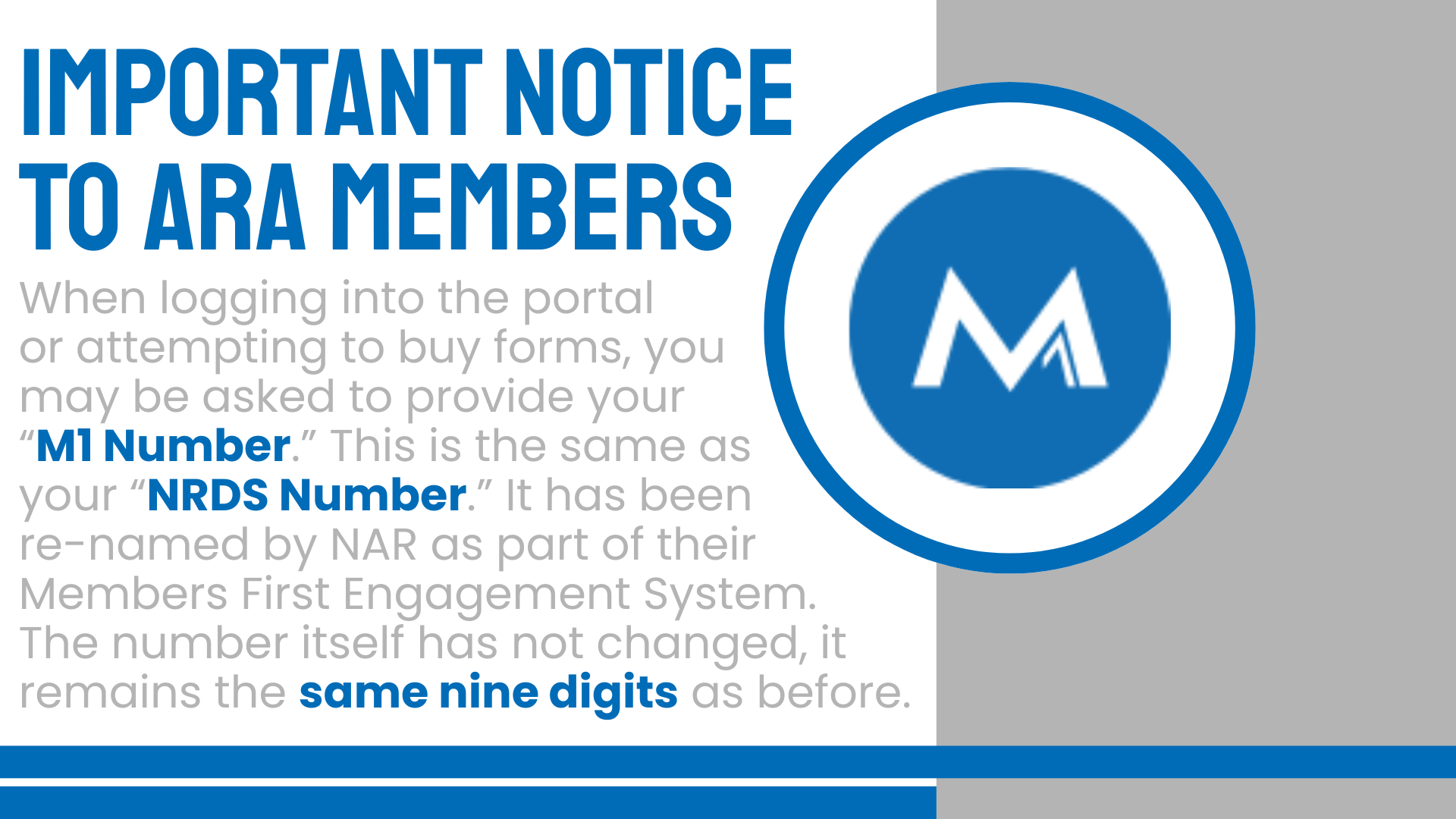 M1 Number IS NRDS Number