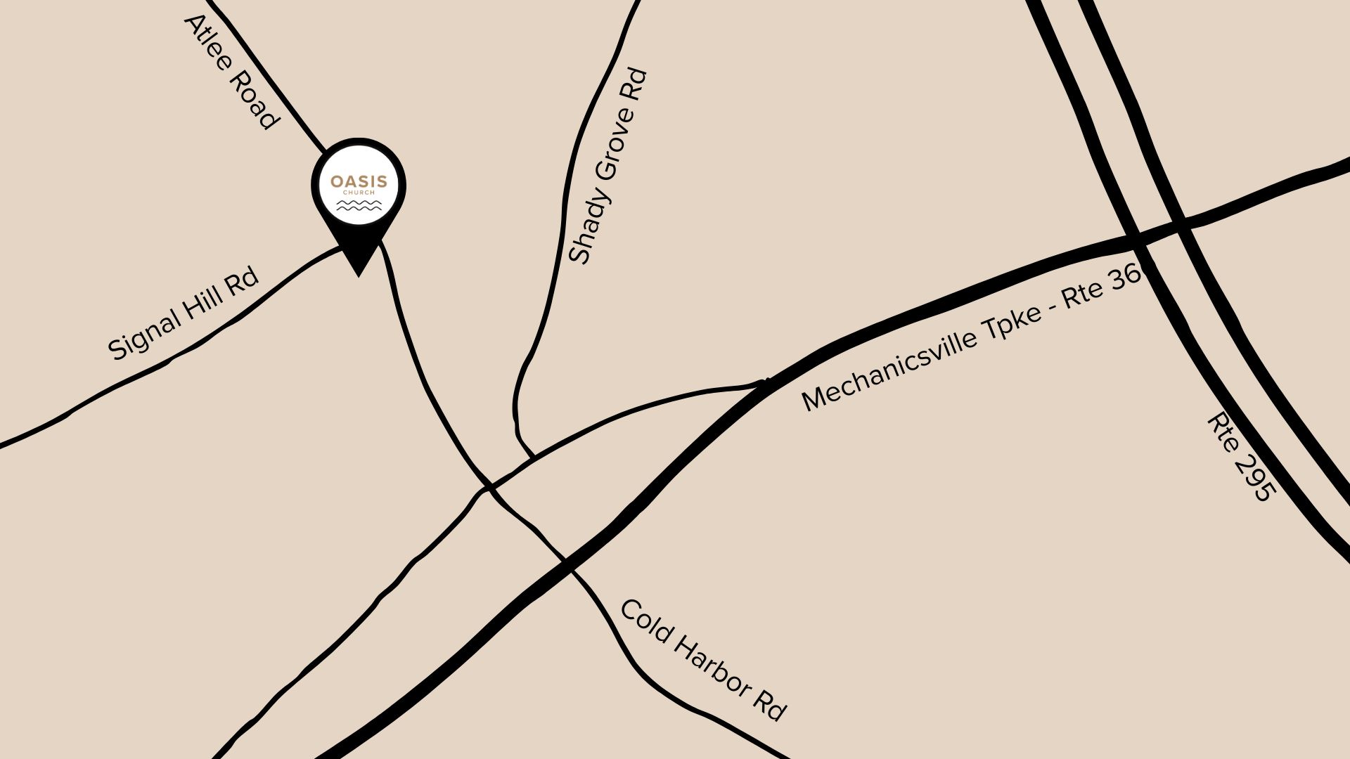 Map of where Oasis Church is located
