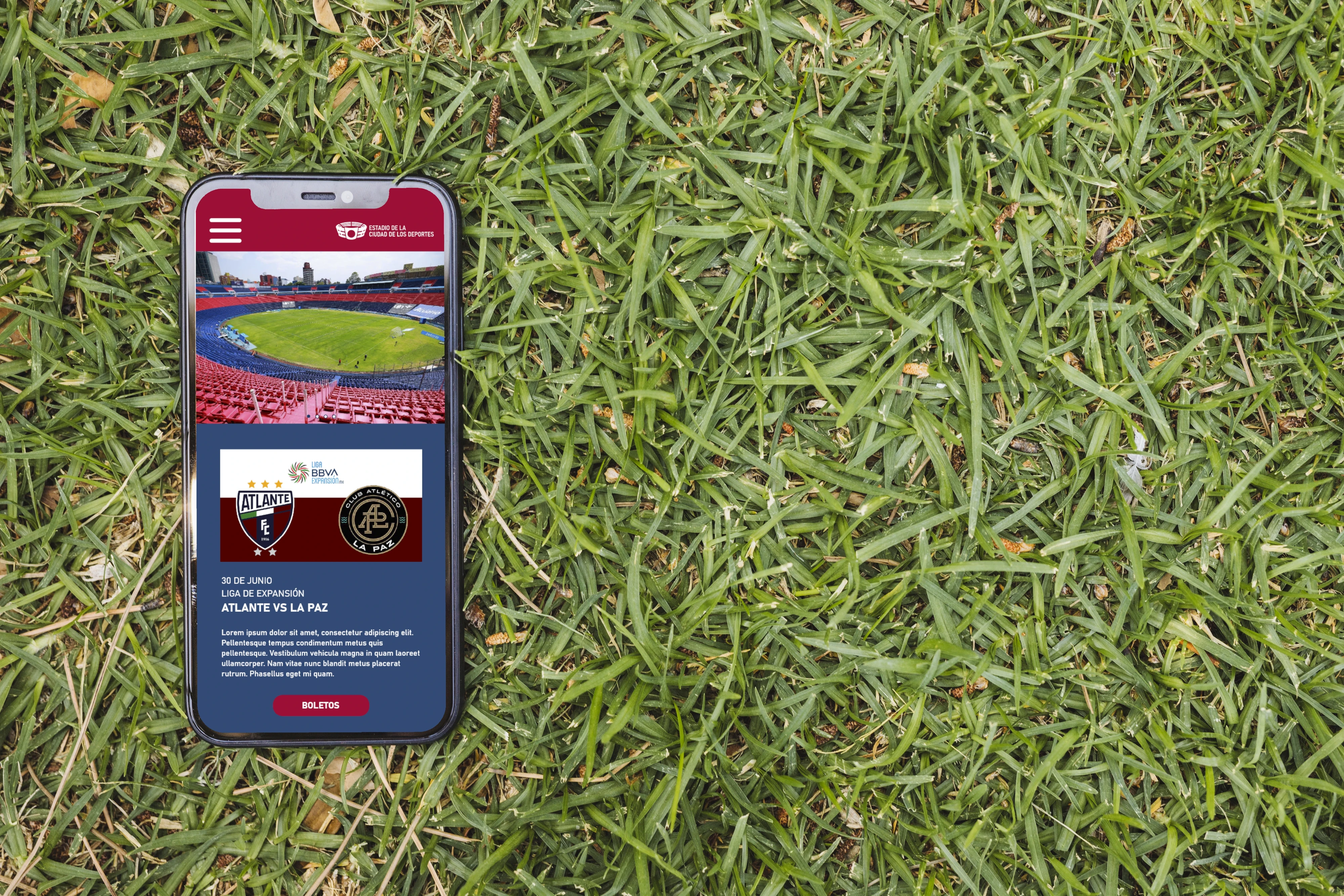 Página web del Estadio de la Ciudad de los Deportes aplicada a un teléfono móvil.