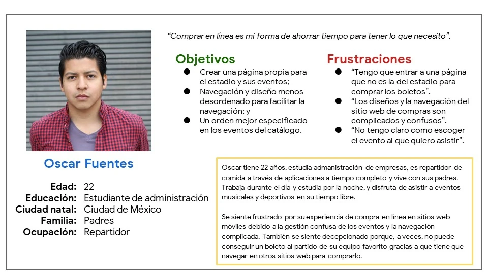 Diapositiva con el planteamiento del problema del usuario Oscar Fuentes.
