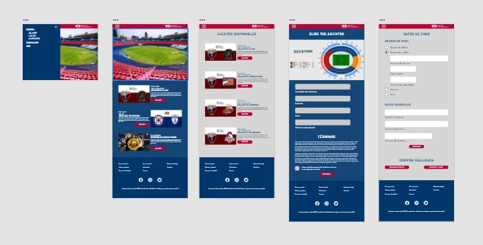 Maqueta de alta fidelidad de la página web del Estadio de la Ciudad de los Deportes para tabletas.