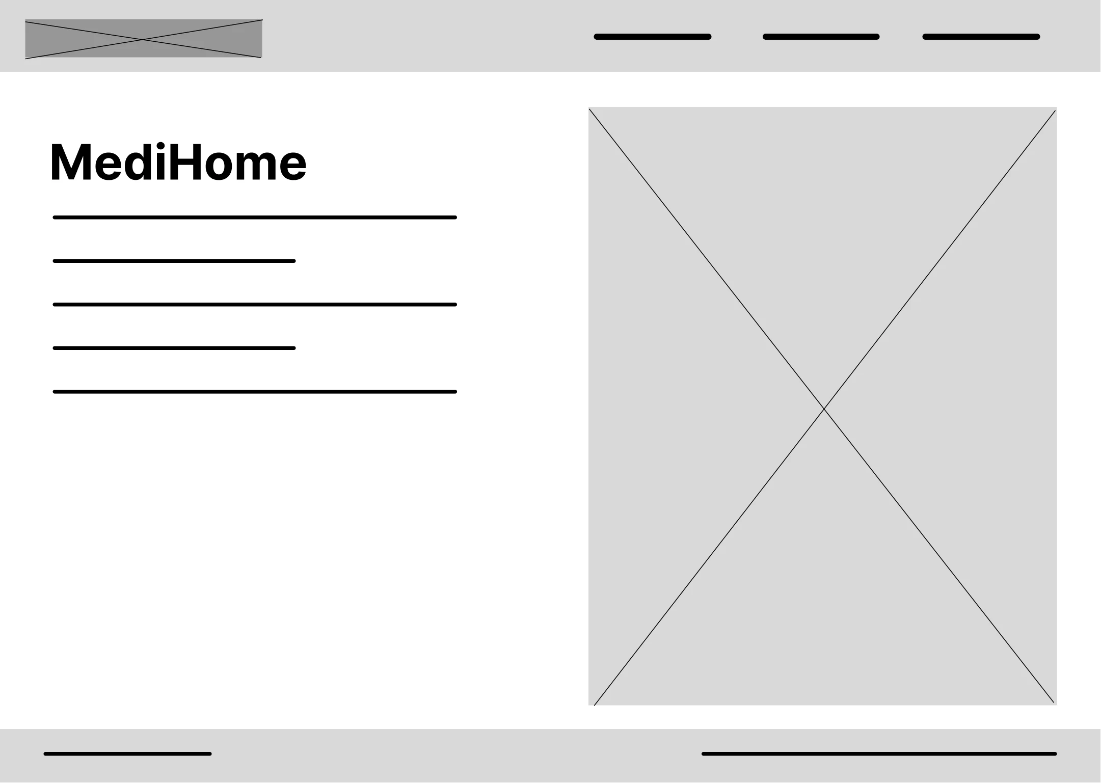 Esquema de página digital de la página de inicio de MediHome.