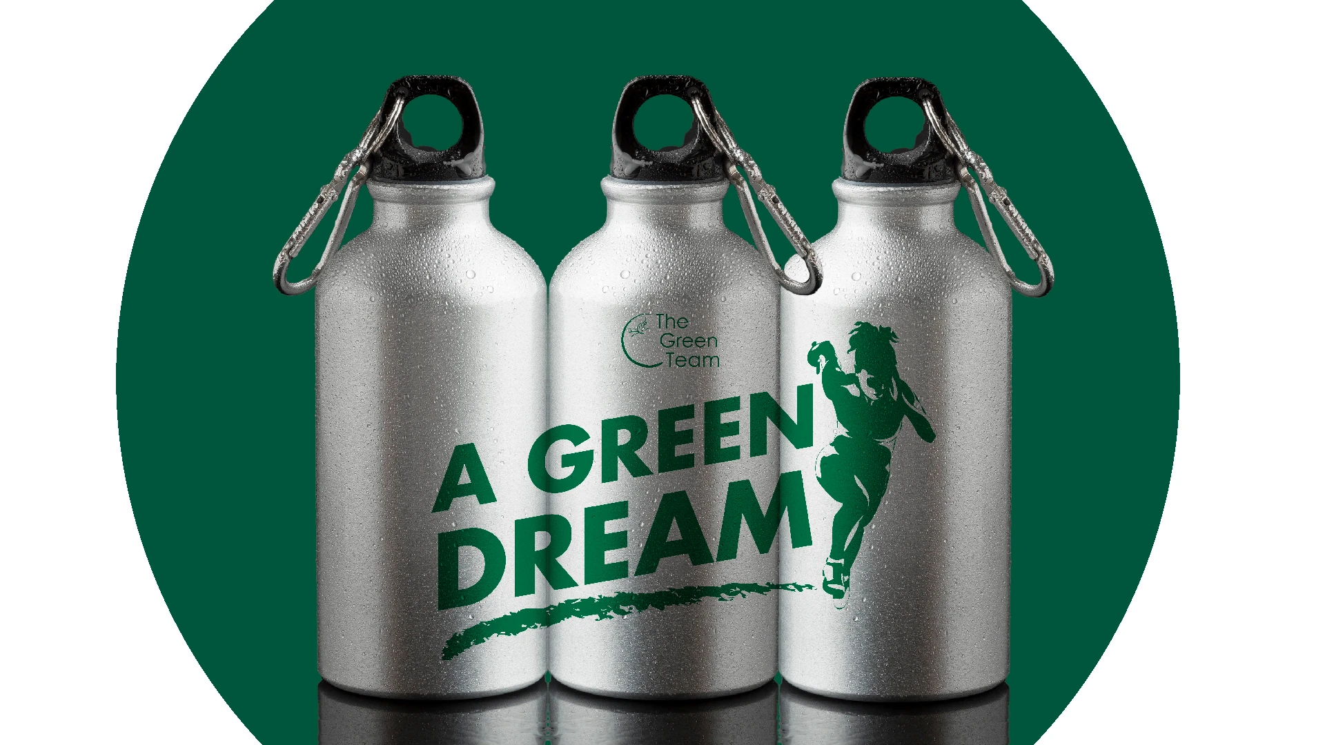 Imagen de "The Green Team" aplicada a termos deportivos.