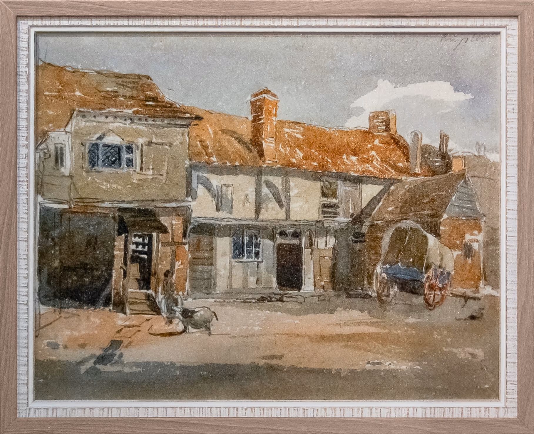 Soft limestone, weathered taupe, and brick-oxide reds give this piece a settled, lived-in warmth. The slightly imperfect edges and flecked paper texture add a sense of history without feeling precious, making it a strong layer for English cottage, traditional, or relaxed transitional homes, especially with warm woods, vintage brass, and creamy textiles.