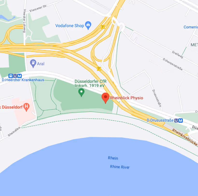 Lage von Rheinblick-Physio auf Google Maps, Physiotherapie Praxis in Düsseldorf