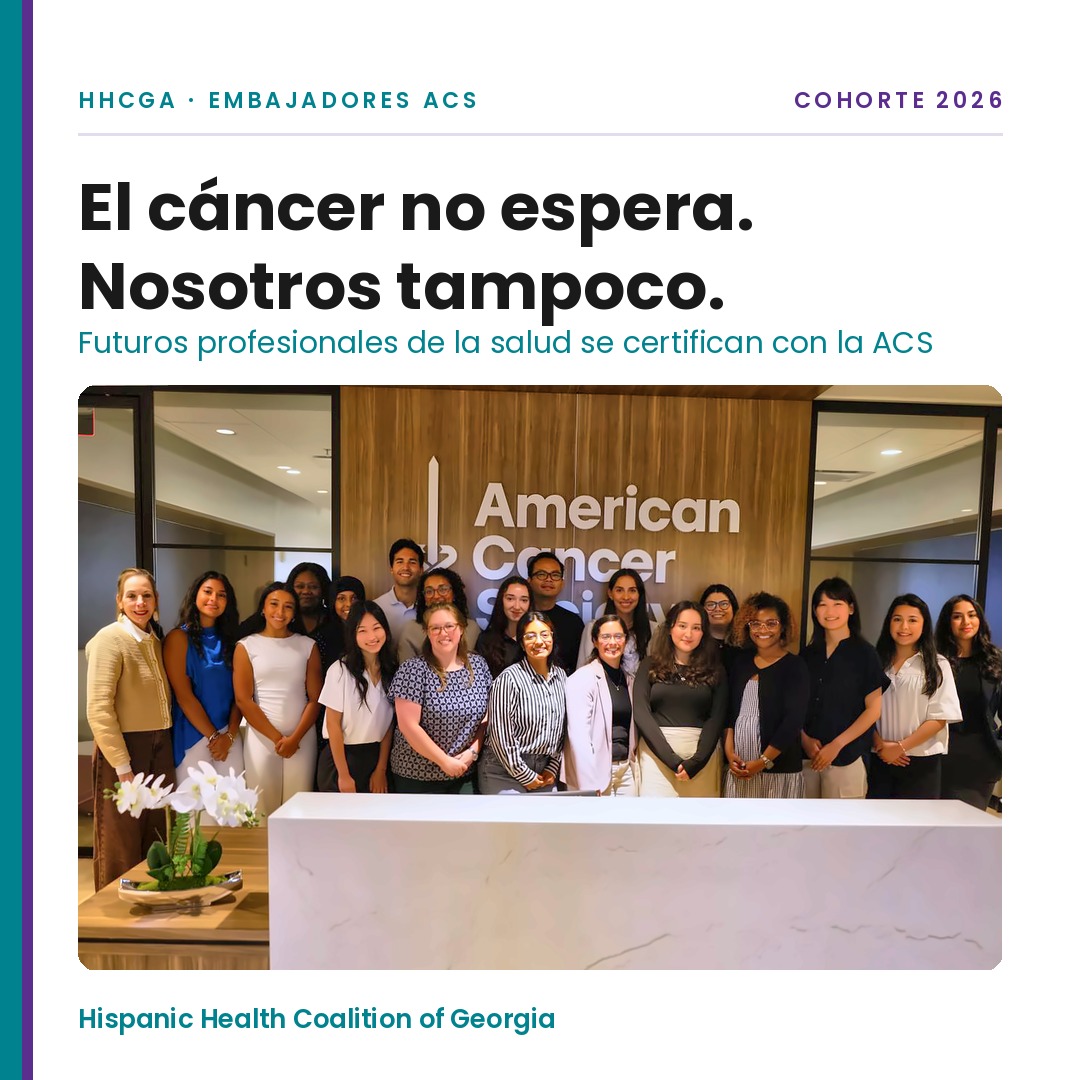 El cáncer no espera. Nosotros tampoco. La clase 2026 de embajadores certificados por HHCGA y la Sociedad Americana Contra el Cáncer.