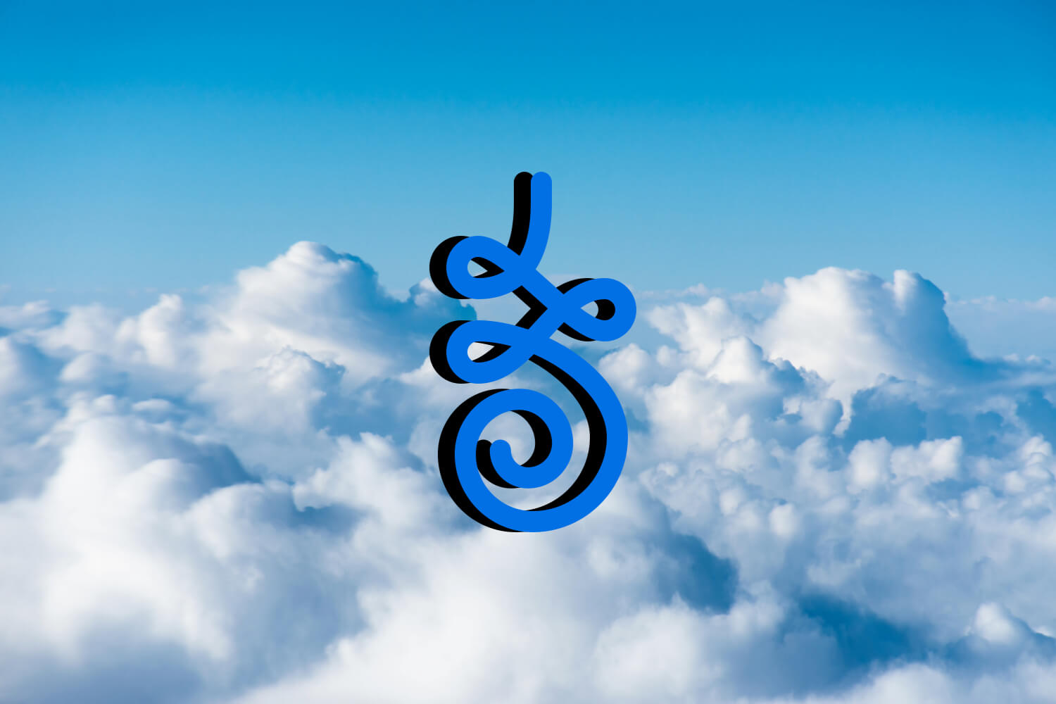 Unalome symbol over clouds