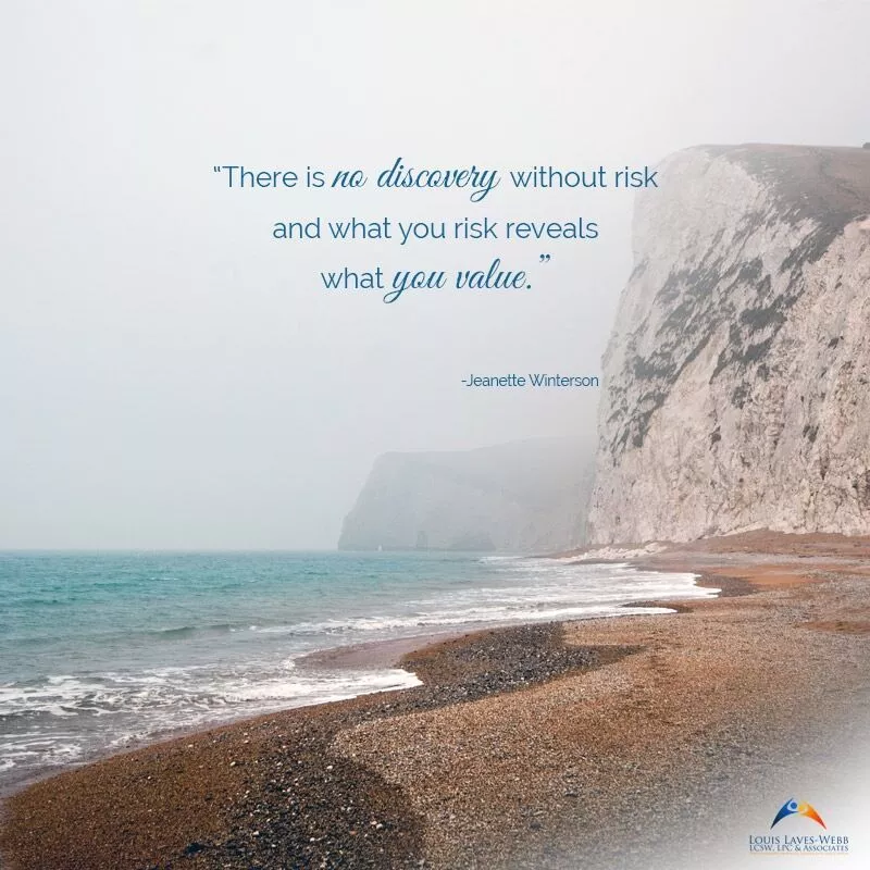 Quote on coastal cliffs: "There is no discovery without risk and what you risk reveals what you value."