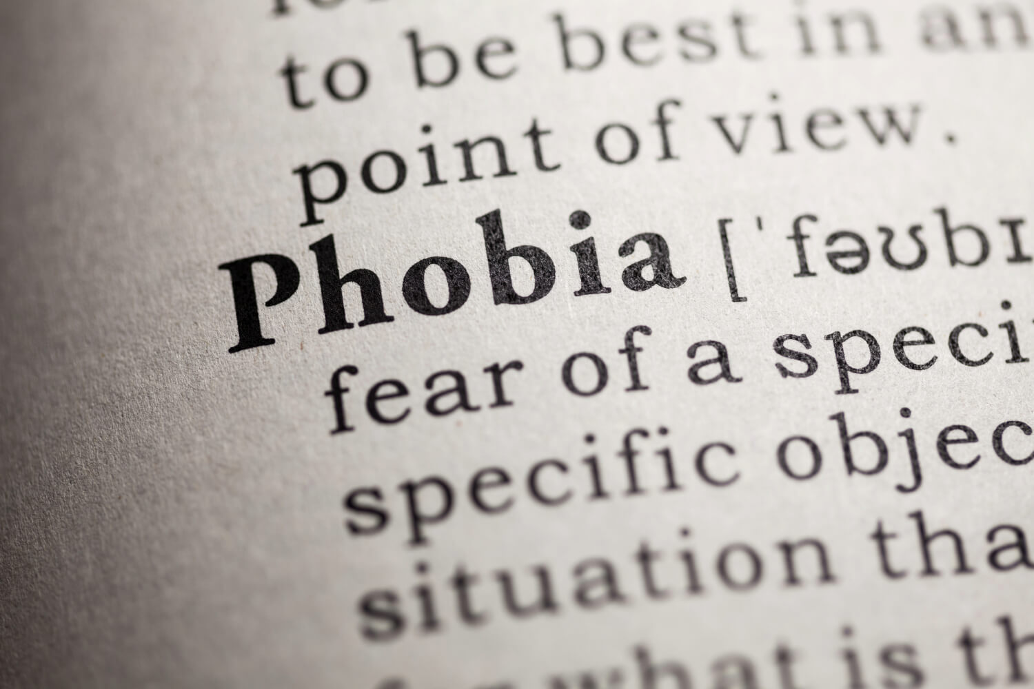 "Phobia" definition in a dictionary.
