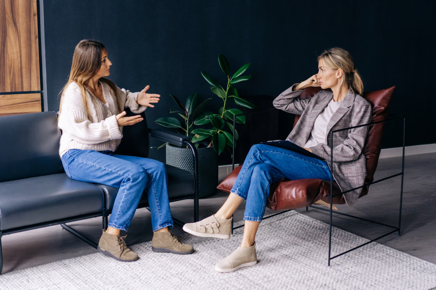 Therapist and client in session.