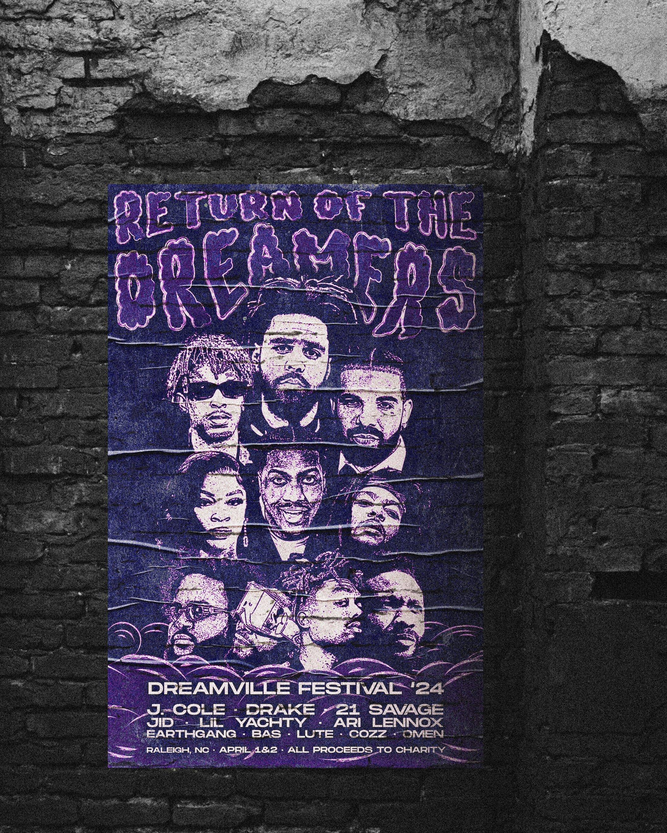 Campaign design for Dreamville Festival 2024 by Evan Garvey.