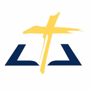 Winning LIfe Mission Logo - A yellow cross over an open blue book symbol on a white background.