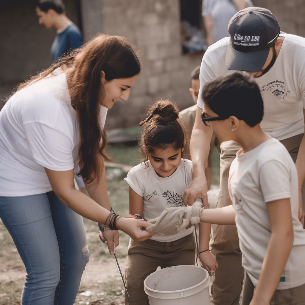 Family Volunteering helping with service