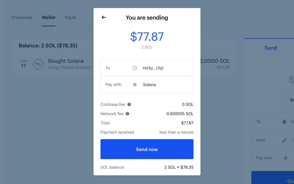 confirming a transaction on coinbase