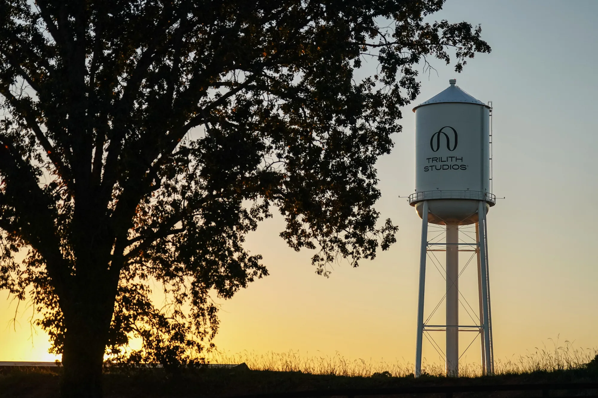 Water tower at sunset