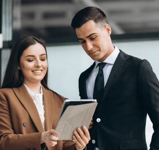 two person working together.