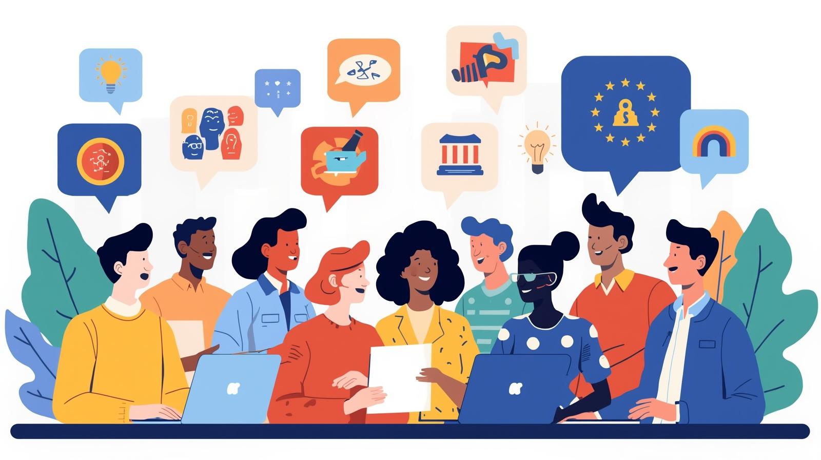 Une image de personnes discutant de la normalisation de l'UE