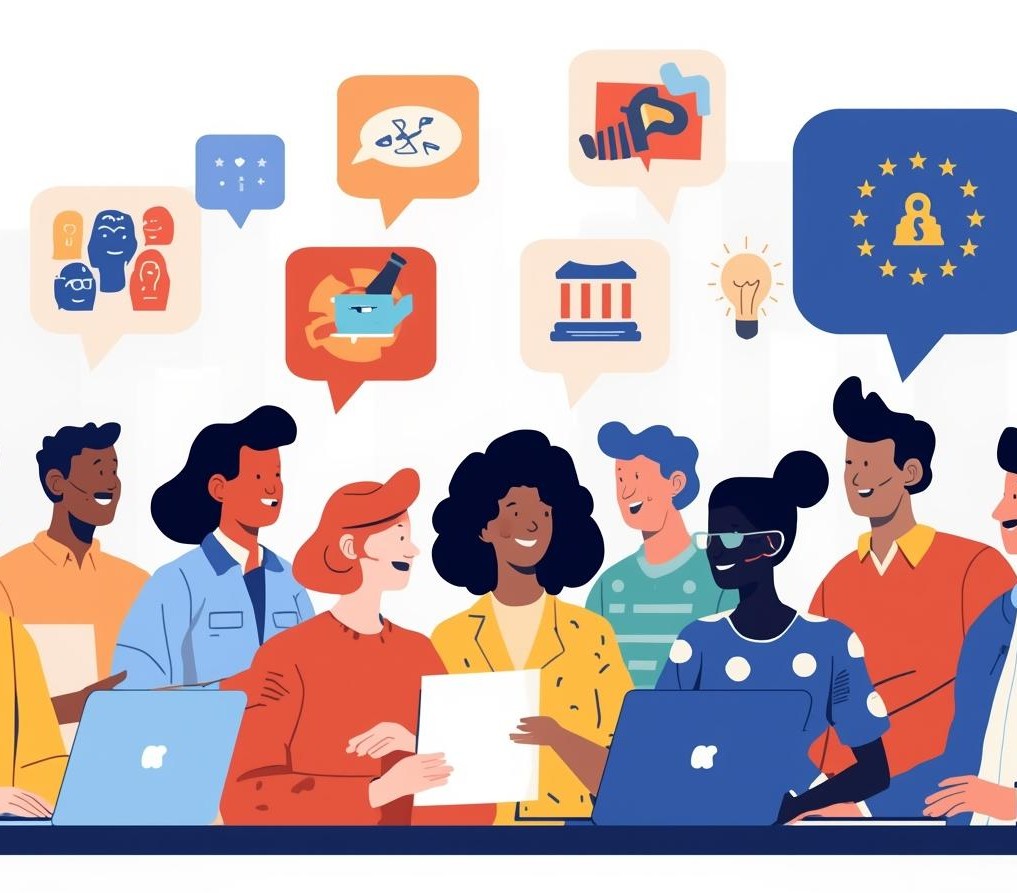 An image of people discussing EU standardisation