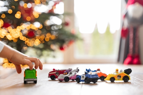 toys under a Christmas tree