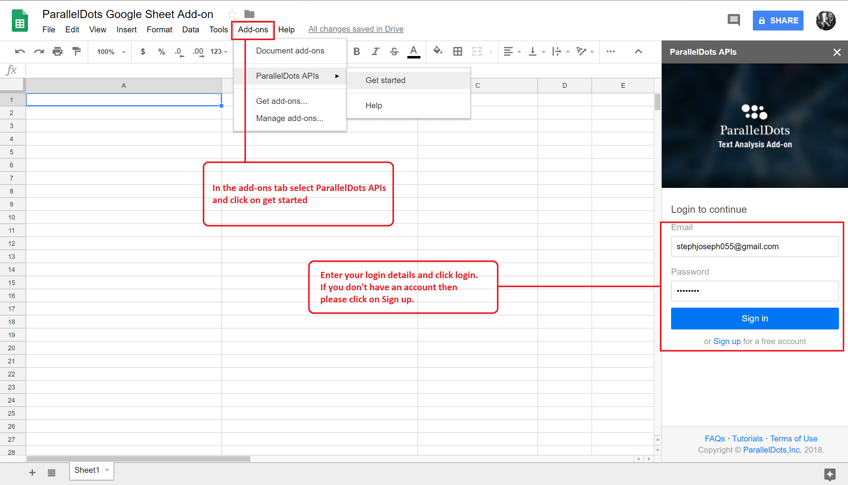 google sheets add-on