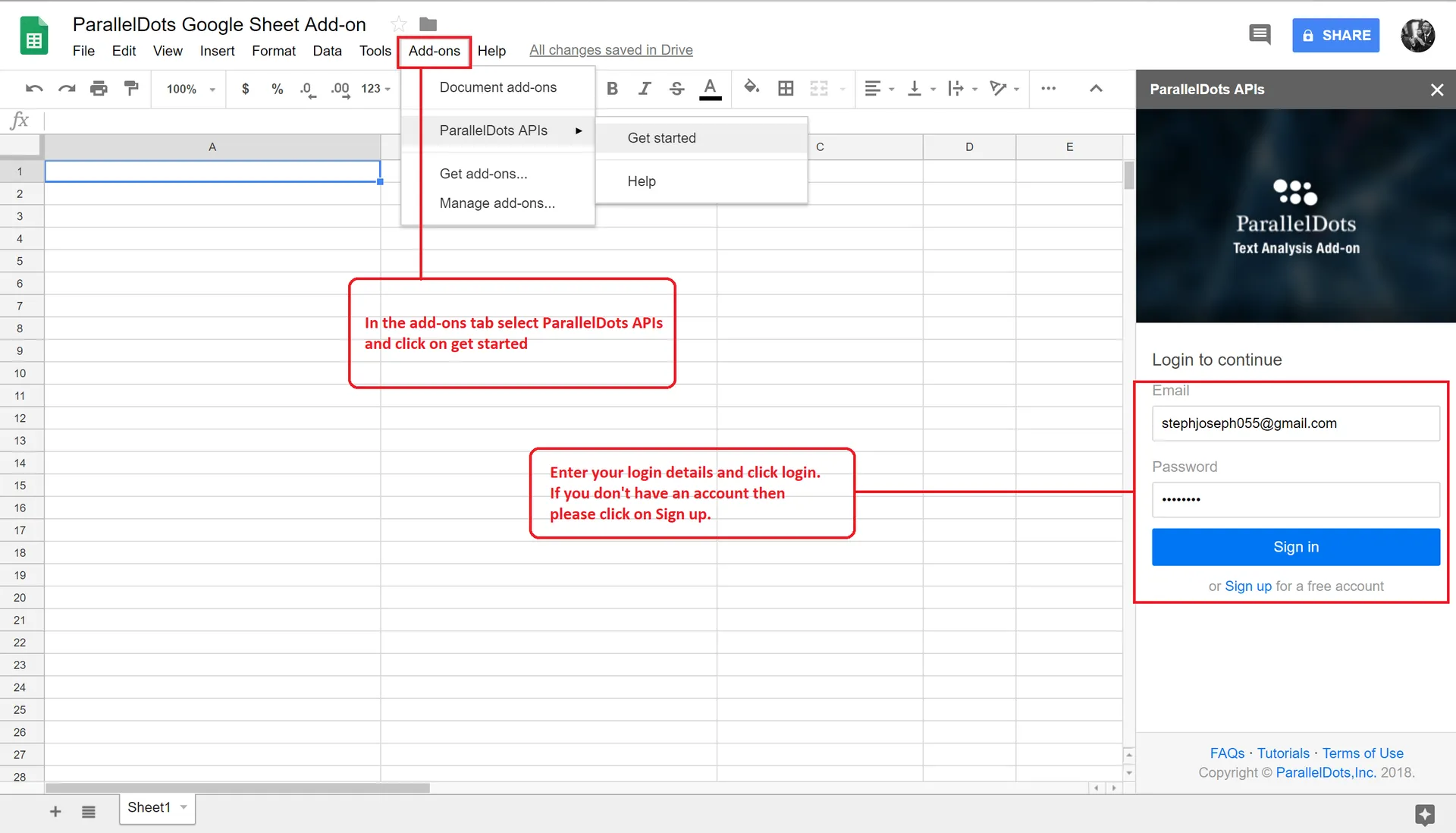 google sheets add-on