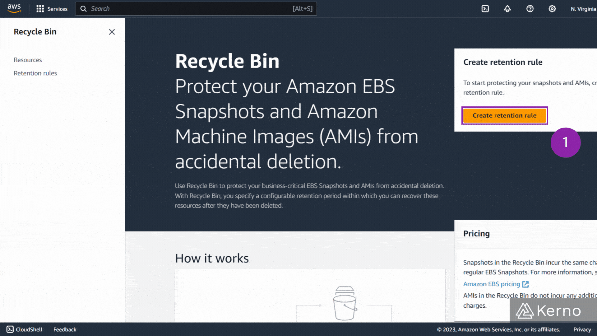 Figure 4.1 - Retention Rules via EBS Recycle Bin | Creating a New Retention Rule