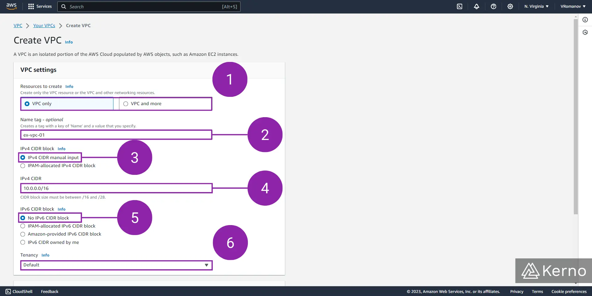 Figure 2.3 - VPC - Virtual Private Cloud | New VPC Parameters