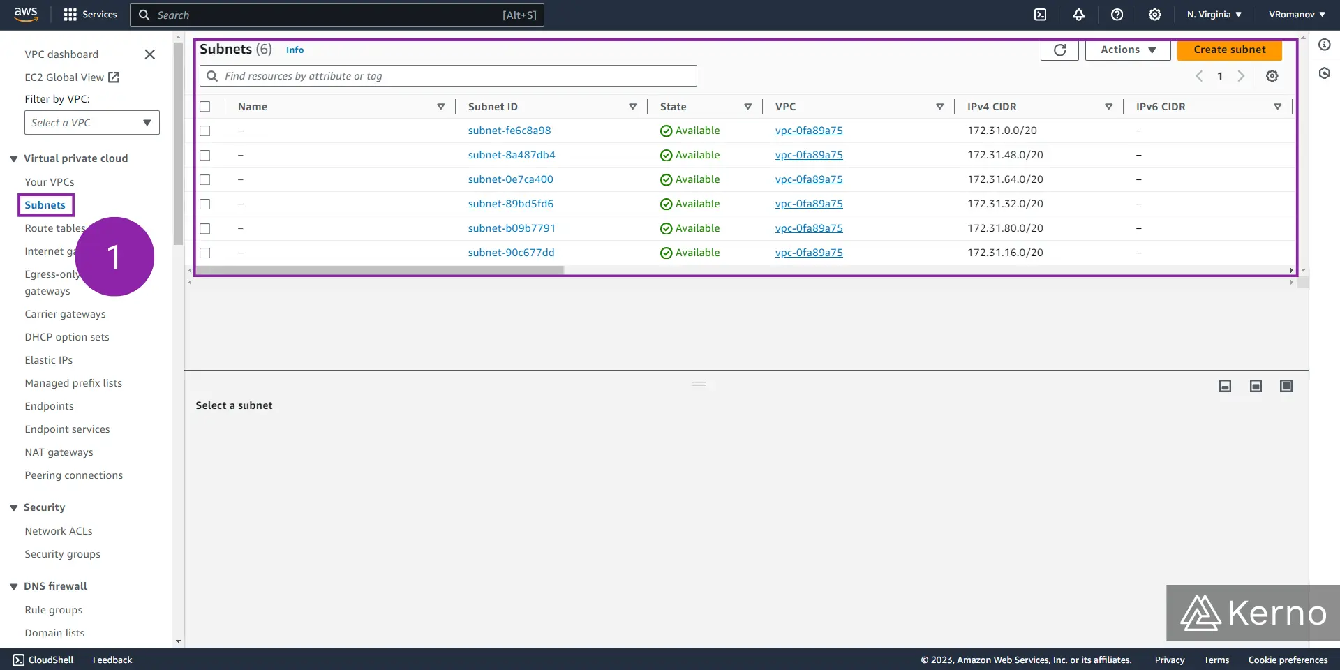 Figure 3.1 - VPC - Virtual Private Cloud | Navigating to Subnet Console on AWS