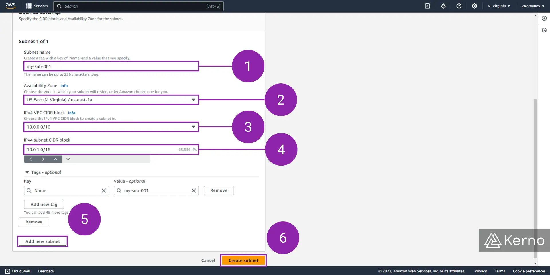 Figure 3.4 - VPC - Virtual Private Cloud | Subnet Configuration on AWS