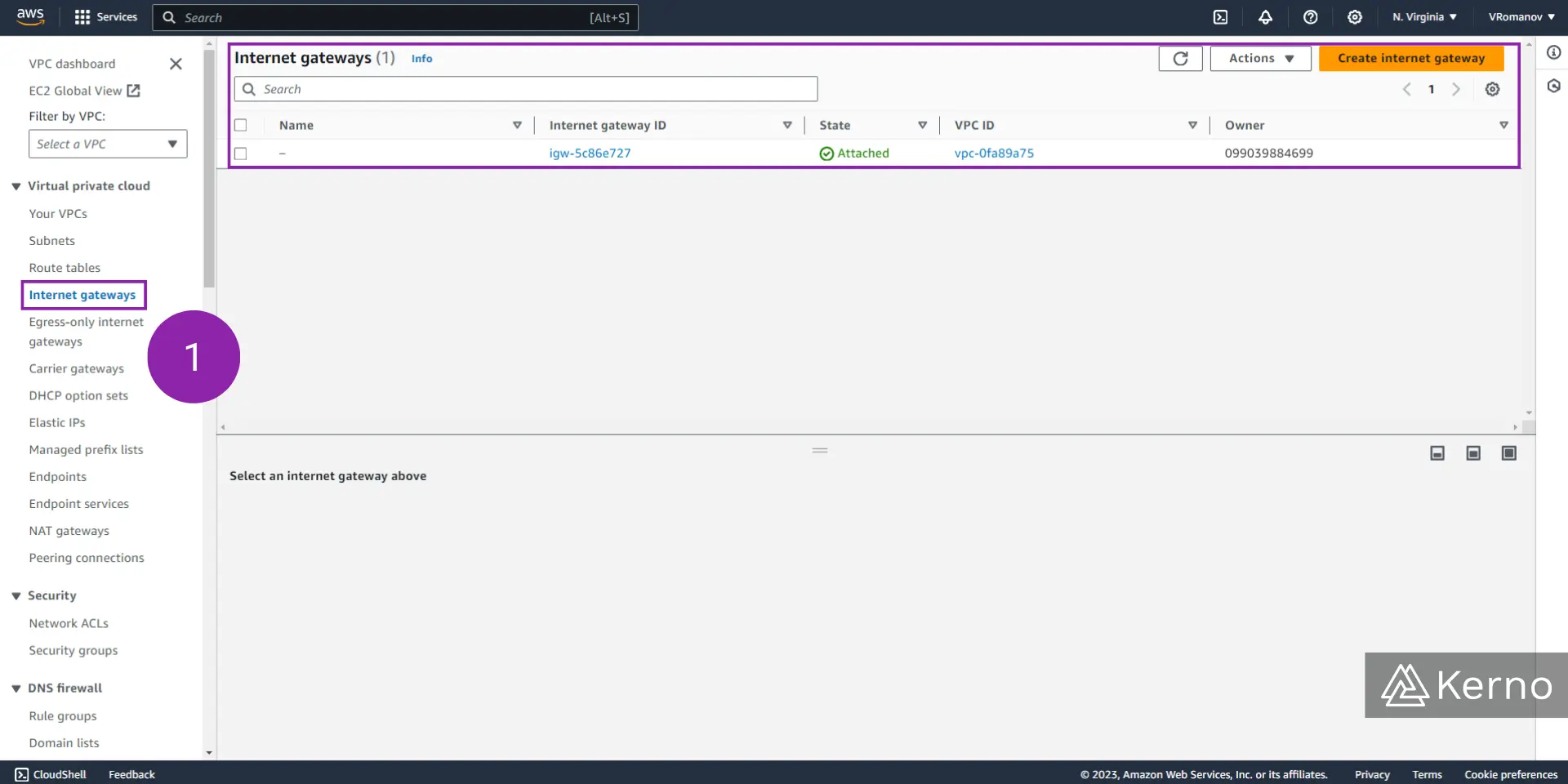 Figure 4.1 - VPC - Virtual Private Cloud | Navigating to the Internet Gateways Console on AWS