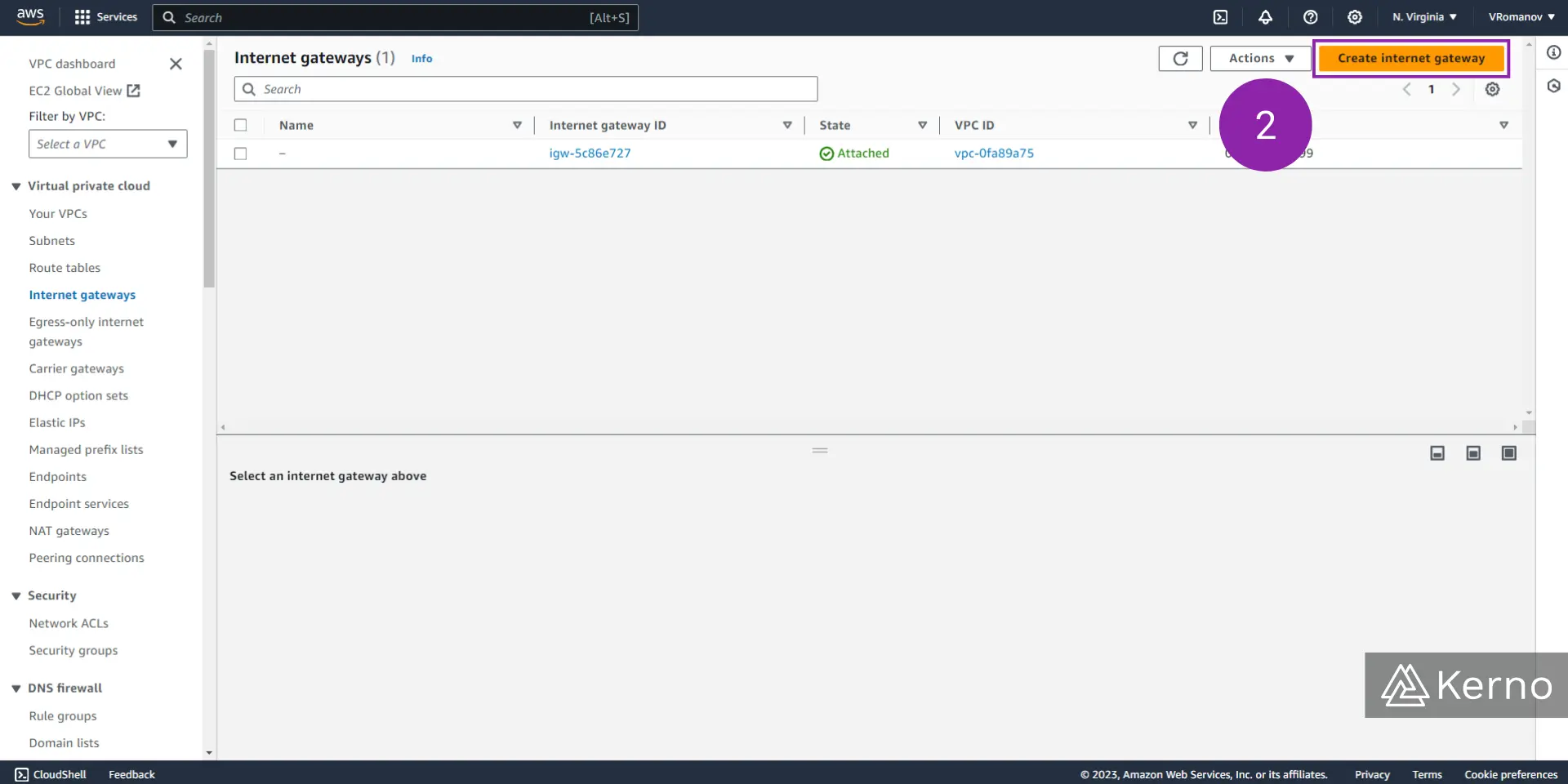 Figure 4.2 - VPC - Virtual Private Cloud | Creating a new Internet Gateways on AWS