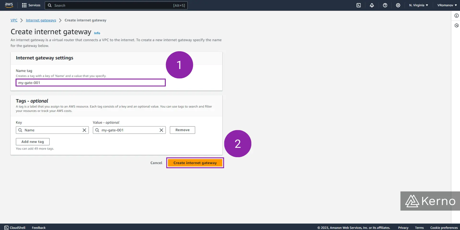 Figure 4.3 - VPC - Virtual Private Cloud | Creating a new Internet Gateways on AWS