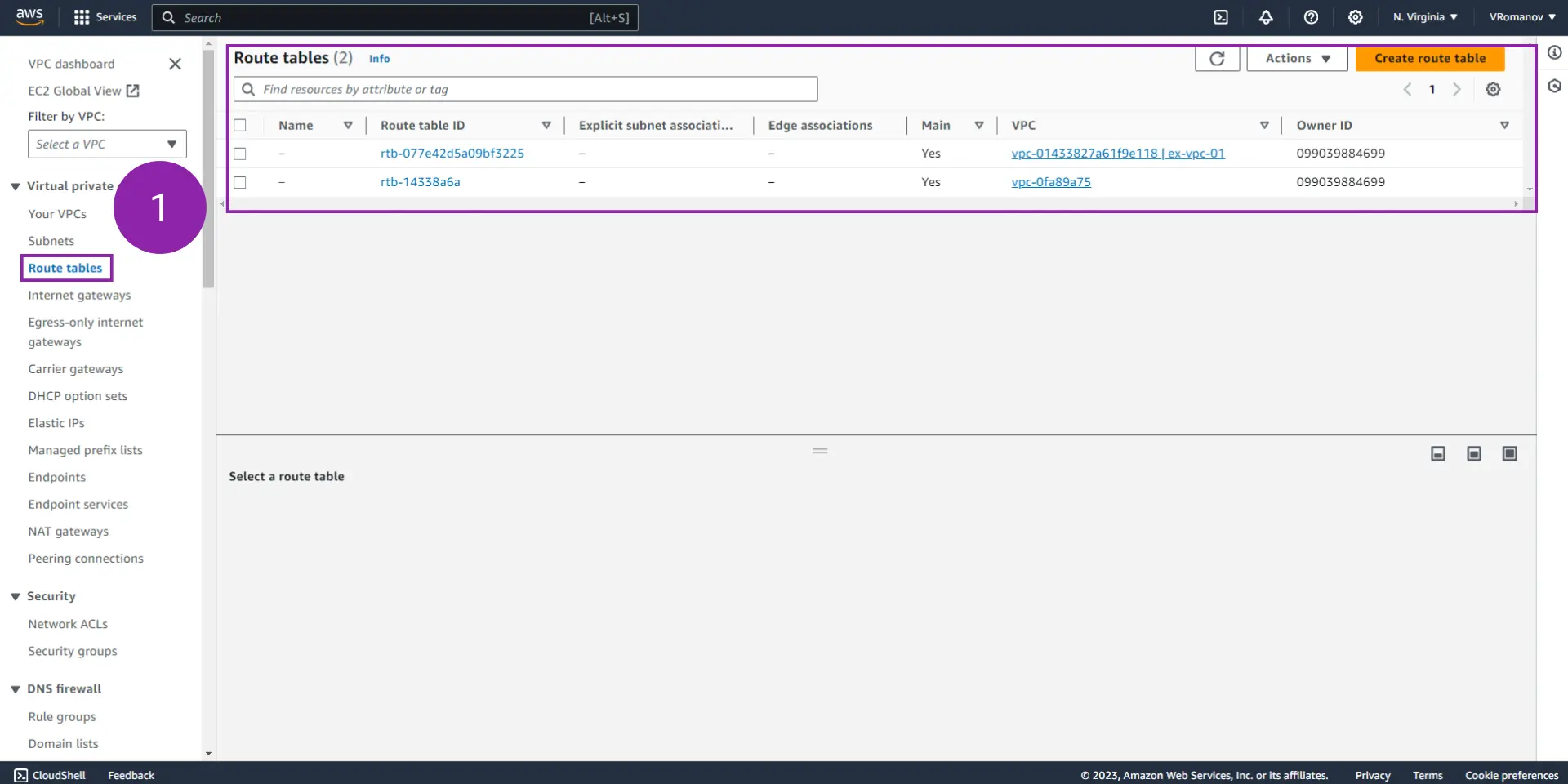 Figure 6.1 - VPC - Virtual Private Cloud | Navigating to the Route Tables Console on AWS