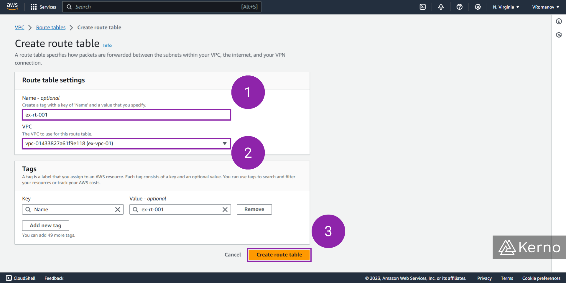 Figure 6.3 - VPC - Virtual Private Cloud | Specifying Route Table Settings on AWS