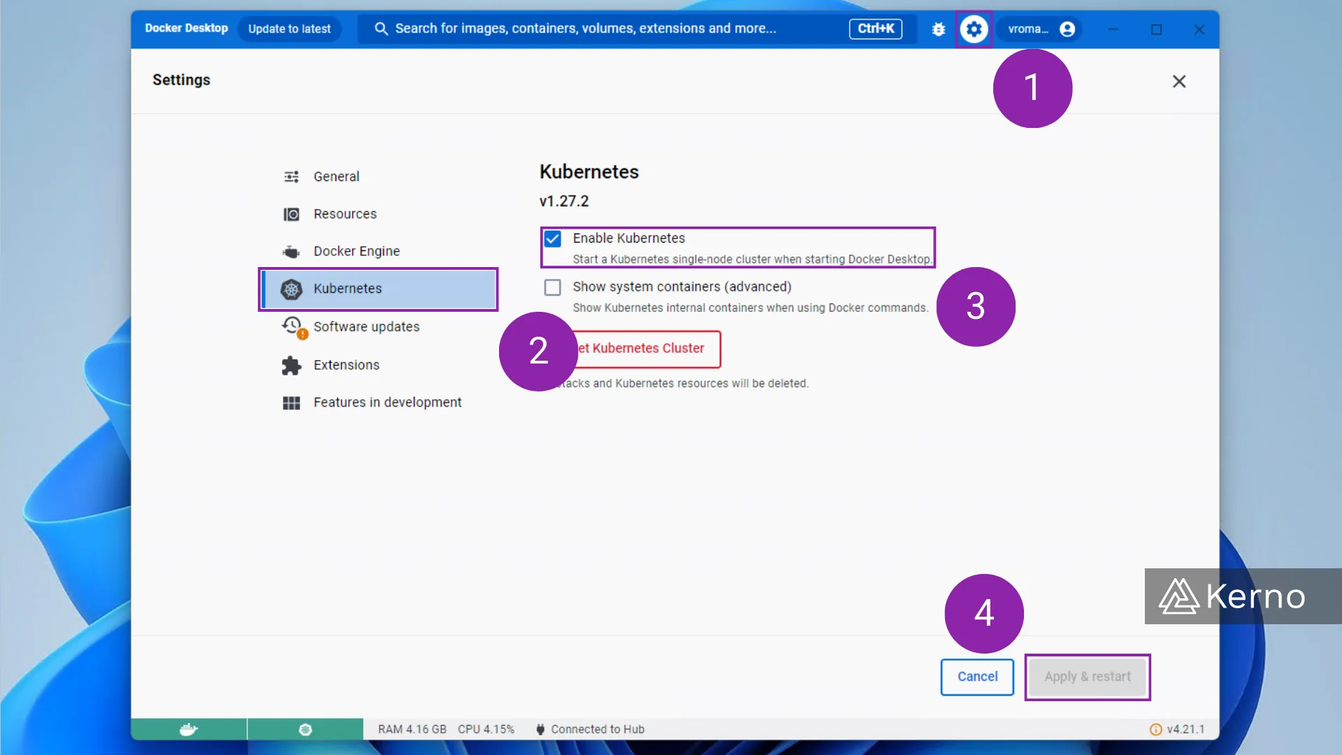 Figure 3 - Installing Kubernetes | Enabling Kubernetes via Docker Desktop