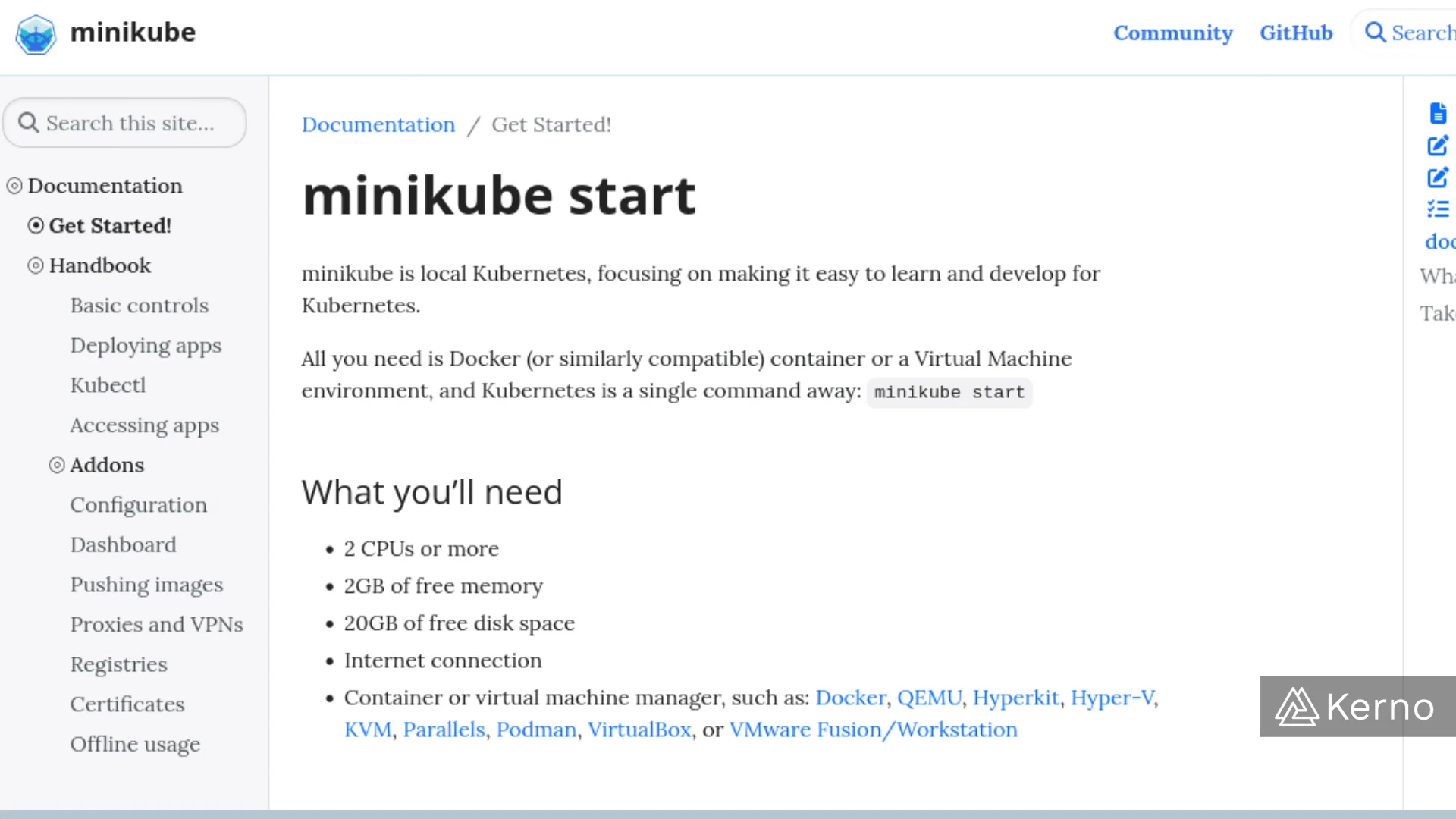 Figure 5 - Installing Kubernetes | minikube requirements