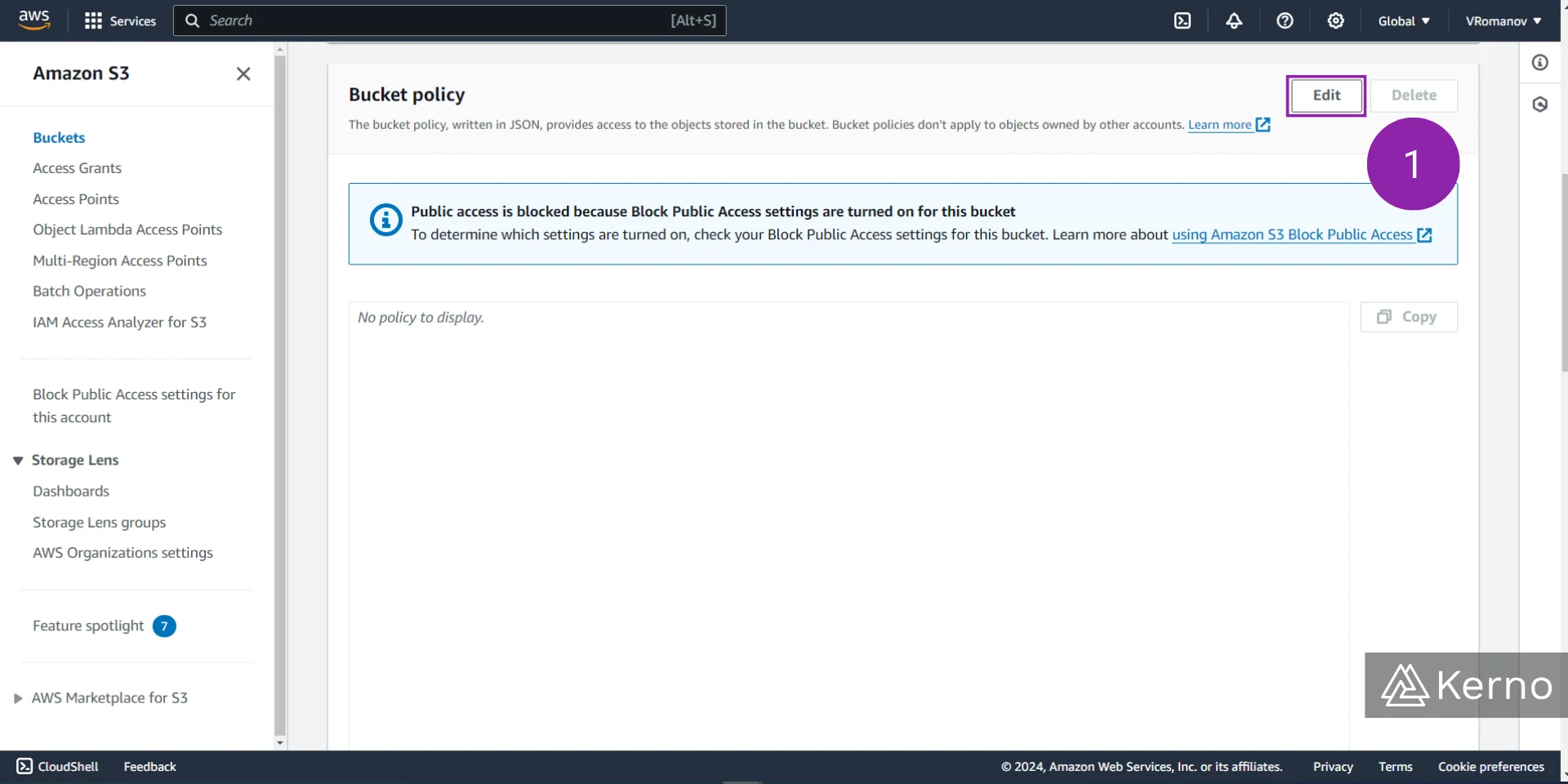 Figure 9 - AWS CloudFront | Specifying the Policy for the S3 Bucket Tied to CloudFront